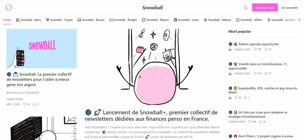 Snowball des newsletters sur les finances perso