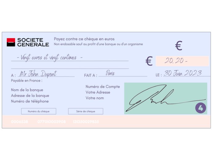 signature d'un chèque