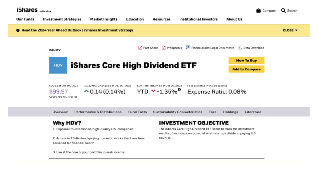 Image iShares Core High Dividend ETF